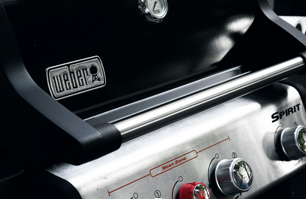 A close-up of a Spirit Weber BBQ